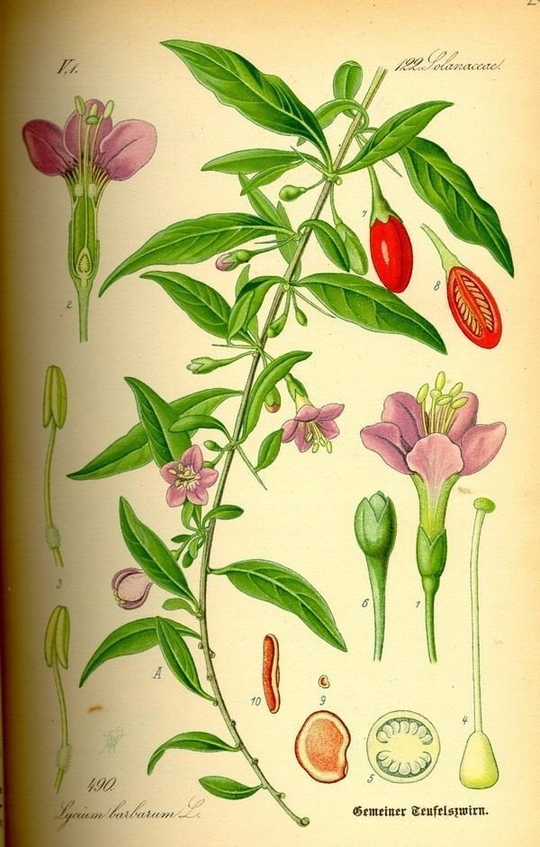 Capsicum annuum ботаническая иллюстрация